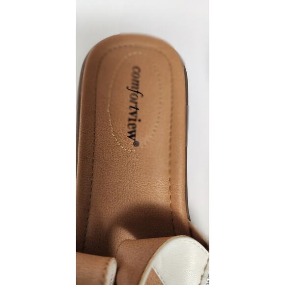 Comfortview Women's Slingback Blue/White Flat Sandals Size 10W - Picture 10 of 12